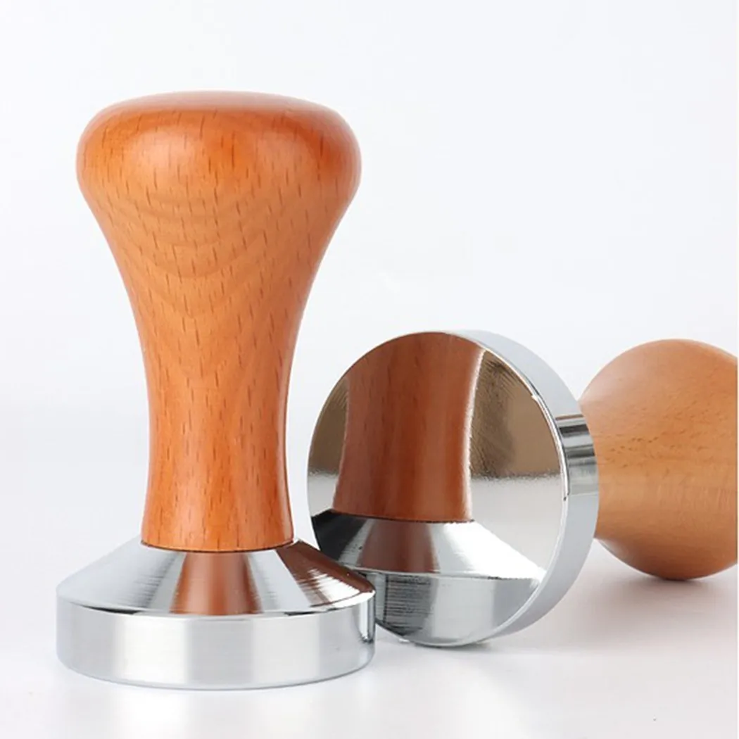 

51mm Coffee Tamper Wooden Handle 304 Stainless Steel Base Barista Espresso Maker Grinder For Delonghi EC680 / EC685 Portafilter