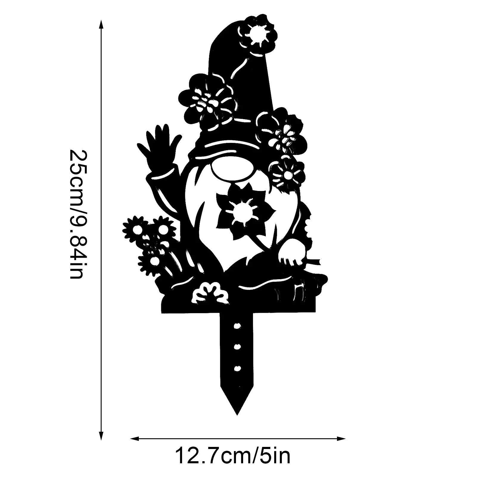 

Gnome Lawn Stake Garden Sculpture Sign Ornament Cute Standing Silhouette Outdoor Yard Art Statue Decoration
