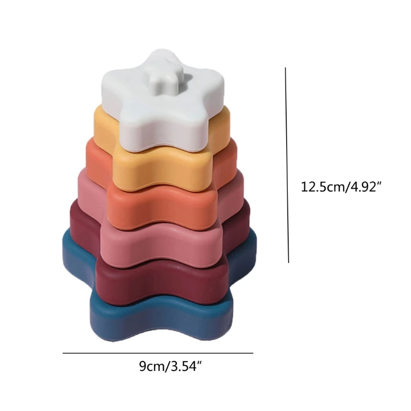 

Baby Soft Food Grade Silicone Teether 3D Stacking Building Blocks Early Educational Sensory Toys for Infant Kids