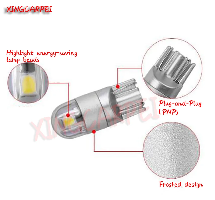 4 шт. W5W Автомобильная светодиодная лампа T10 3030 2SMD автомобисветильник 168 194 Для