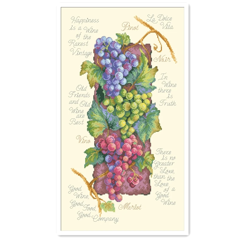 

Grapes cross stitch package fruits with leaves 18ct 14ct light yellow cloth cotton thread embroidery DIY handmade needlework