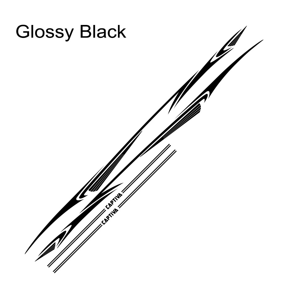 Glossy Black 2 шт. для Chevrolet Captiva Автомобильная длинная Боковая дверь стикер DIY виниловая пленка авто Спорт Стайлинг наклейки автомобильные принадлежности для тюнинга - Название цвета: Glossy Black