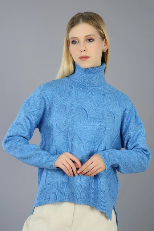 

FISHERMAN COLLAR HAIR WEAVE WOMEN KNITWEAR SWEATER