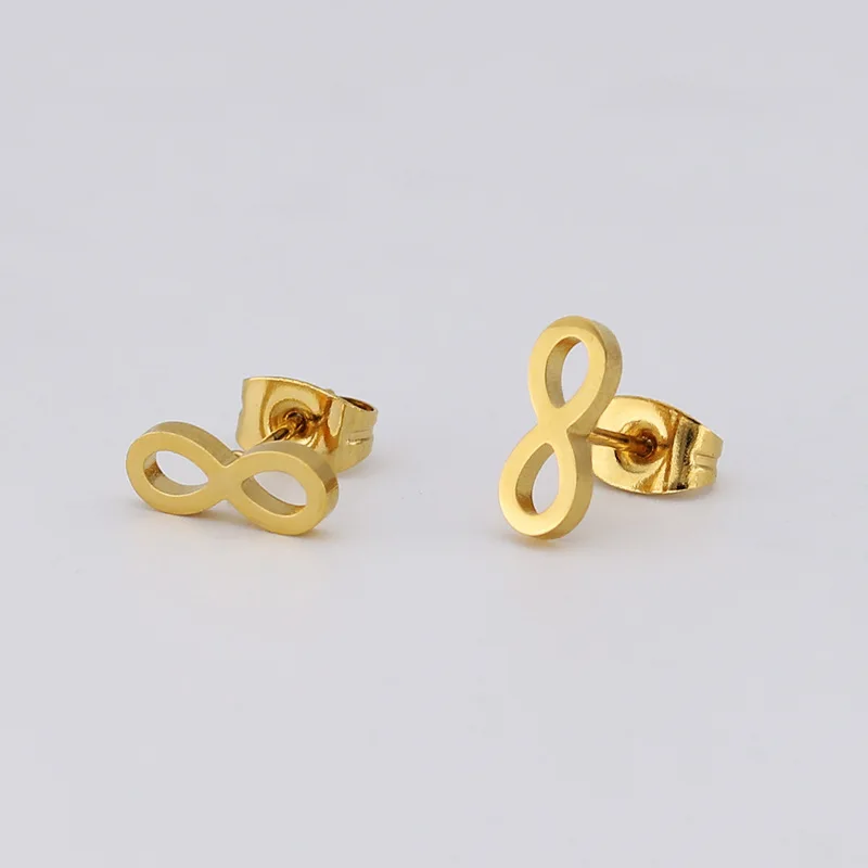 10 штук модных сережек-гвоздиков из титановой нержавеющей стали Han Edition Hot, без аллергии на 8-битные цифры.