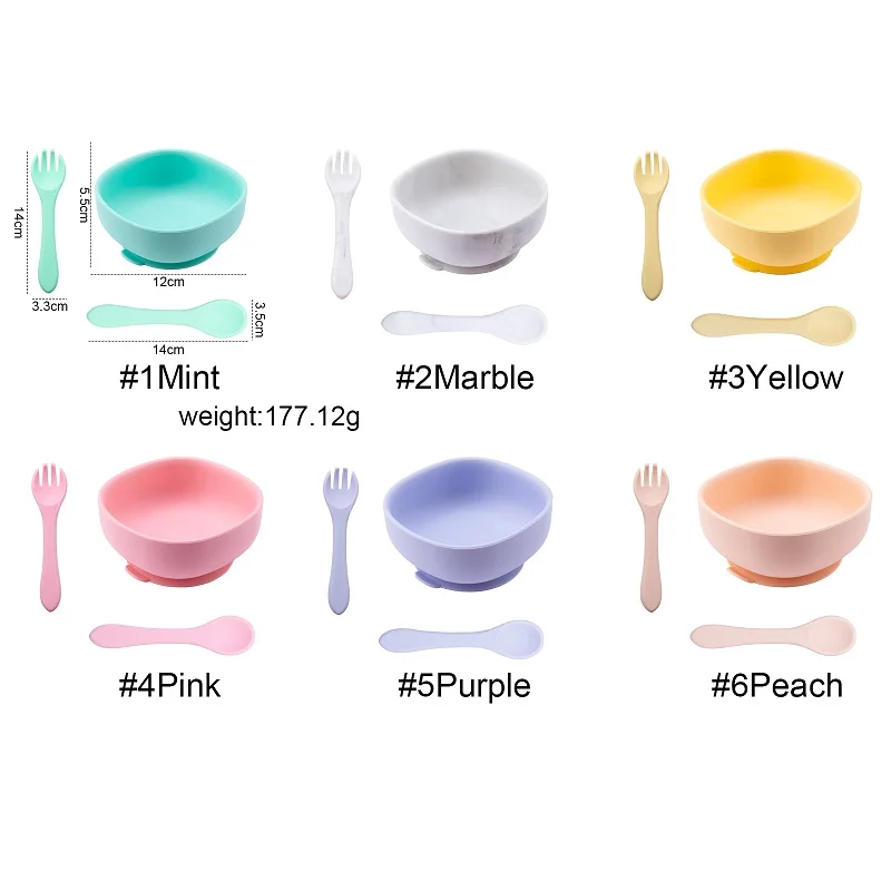 

Baby Silicone Square Bowl Feeding Tableware Set Spoon Waterproof Suction Bowl Children's Training Dinnerware Plate Set