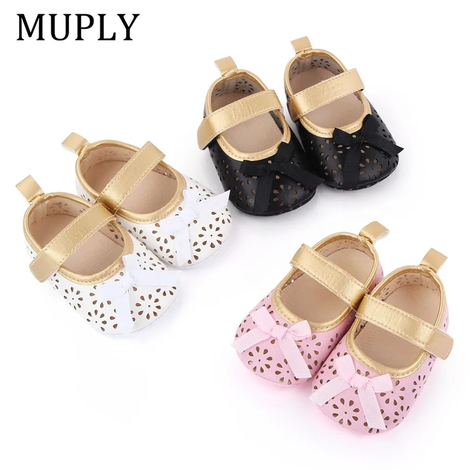 

New Princess bow First walkers baby Girls Toddler PU Baby moccasins Baby girls Mary jane Soft sole Anti-Slip Baby Shoes Kids