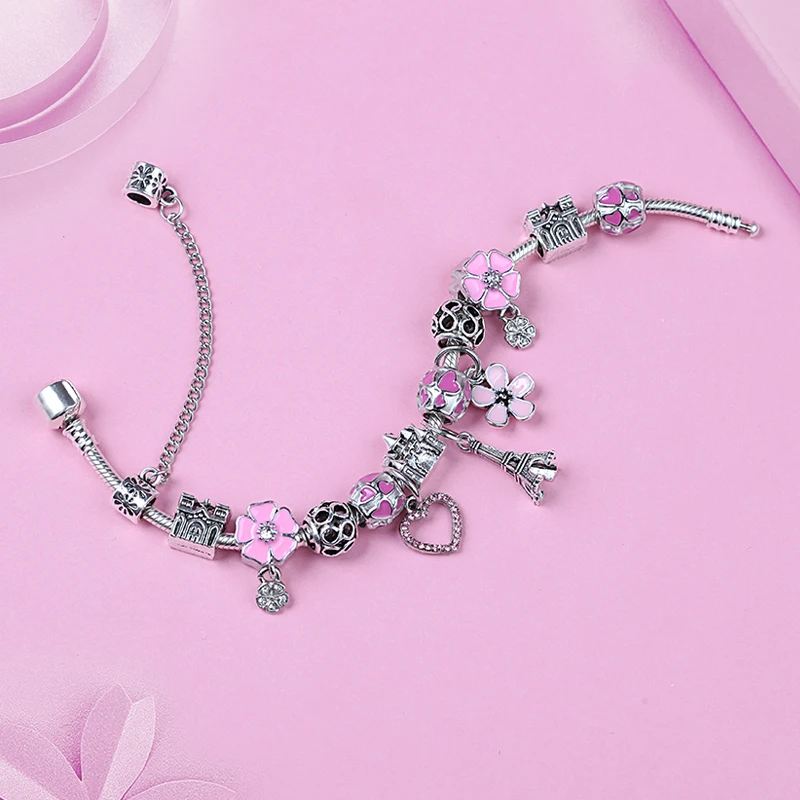 Прямая поставка романтическая розовая эмалированная Подвеска со стразами в виде