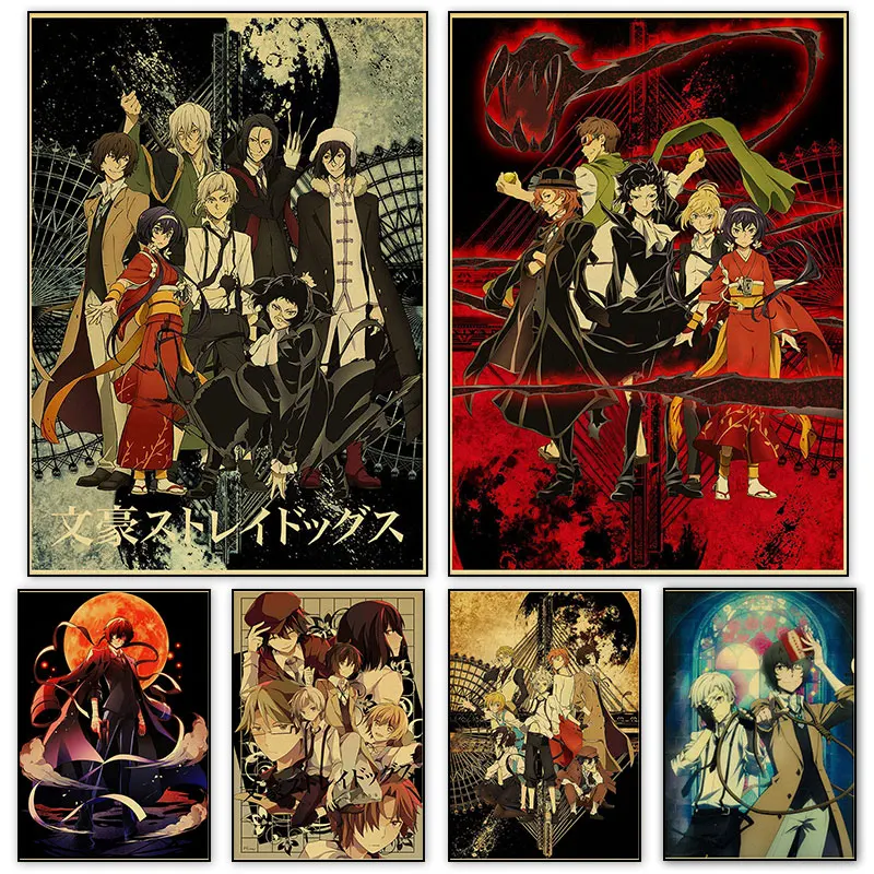 

Japanese Animation Bungo Stray Dogs Retro Anime Posters And Prints Superhero Canvas Painting Home Decoration Wall Art Pictures
