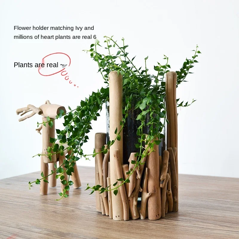 Деревянная Скандинавская гидропонная стеклянная ваза ручной работы украшения