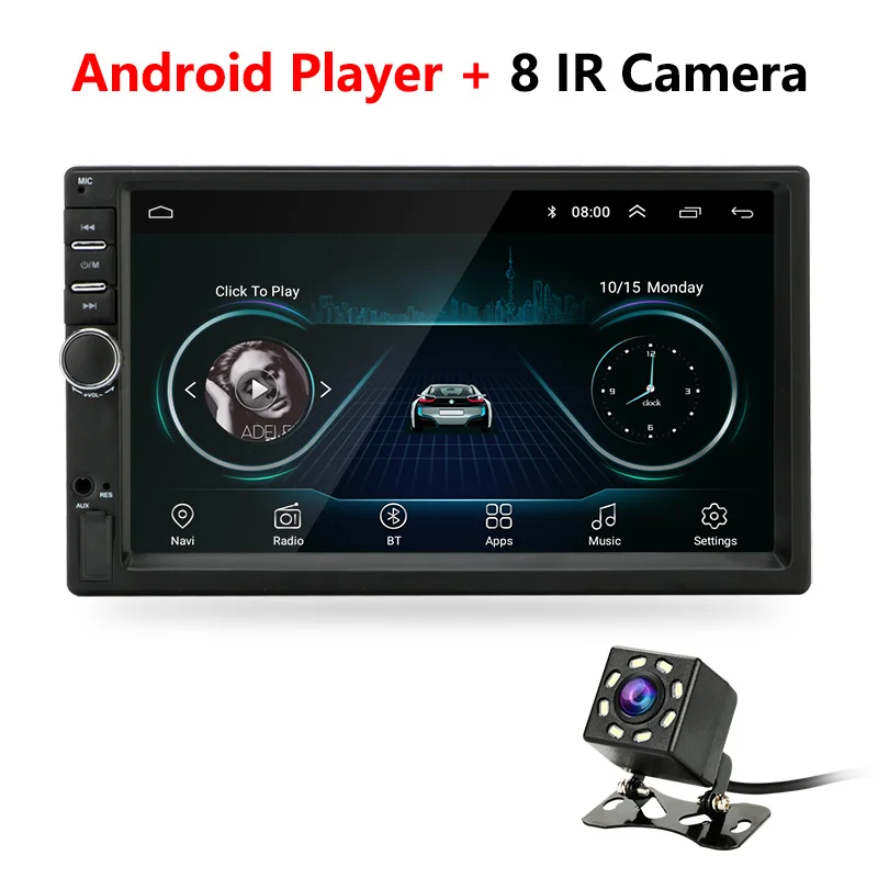 With 8 LED Camera Android 8,1 автомобильный Радио gps навигация Wifi 7 ''178*102 мм 2din мультимедийный плеер аудио для Nissan TOYOTA Kia RAV4 Honda VW hyundai - Цвет: With 8 LED Camera