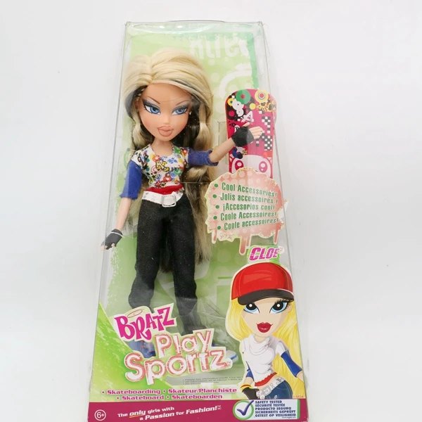 Серебристый Оригинальная Коробчатая Кукла Bratz Play sportz с скейтбордом одеваются игрушка лучший подарок для девочки - Цвет: Серебристый