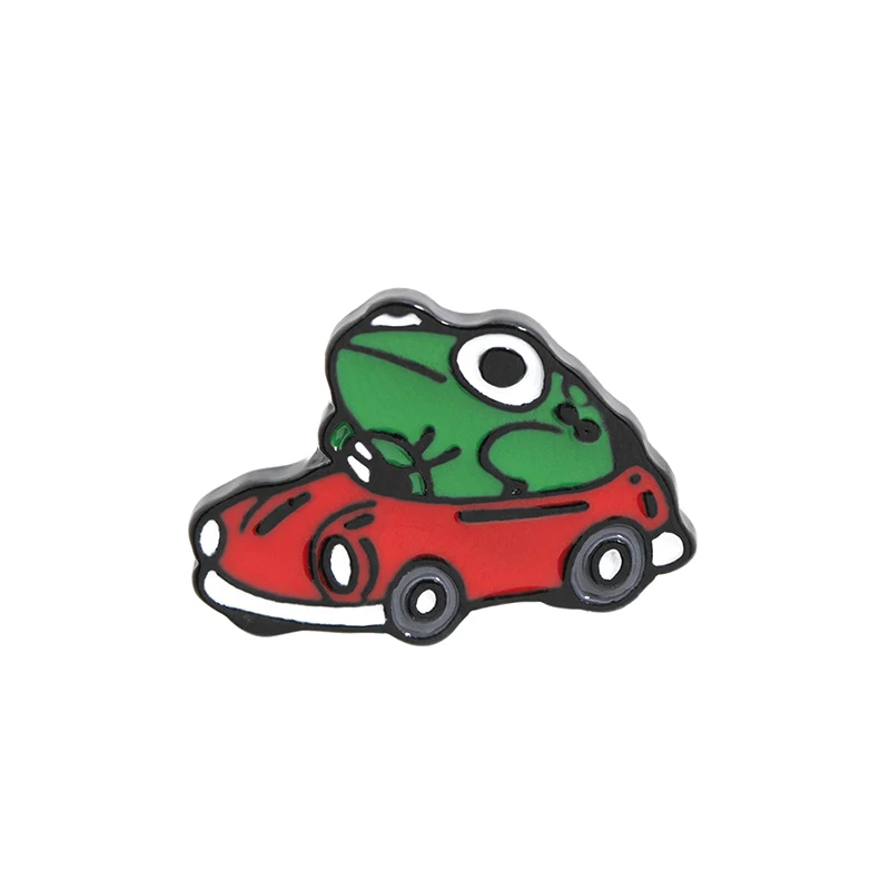 

Mini Enamel Brooch Pin Green Frog Jeans Decor Drive Car Unisex Pin Metal Cartoon Brooch Drip Oil Badge Creative Cute Fashion