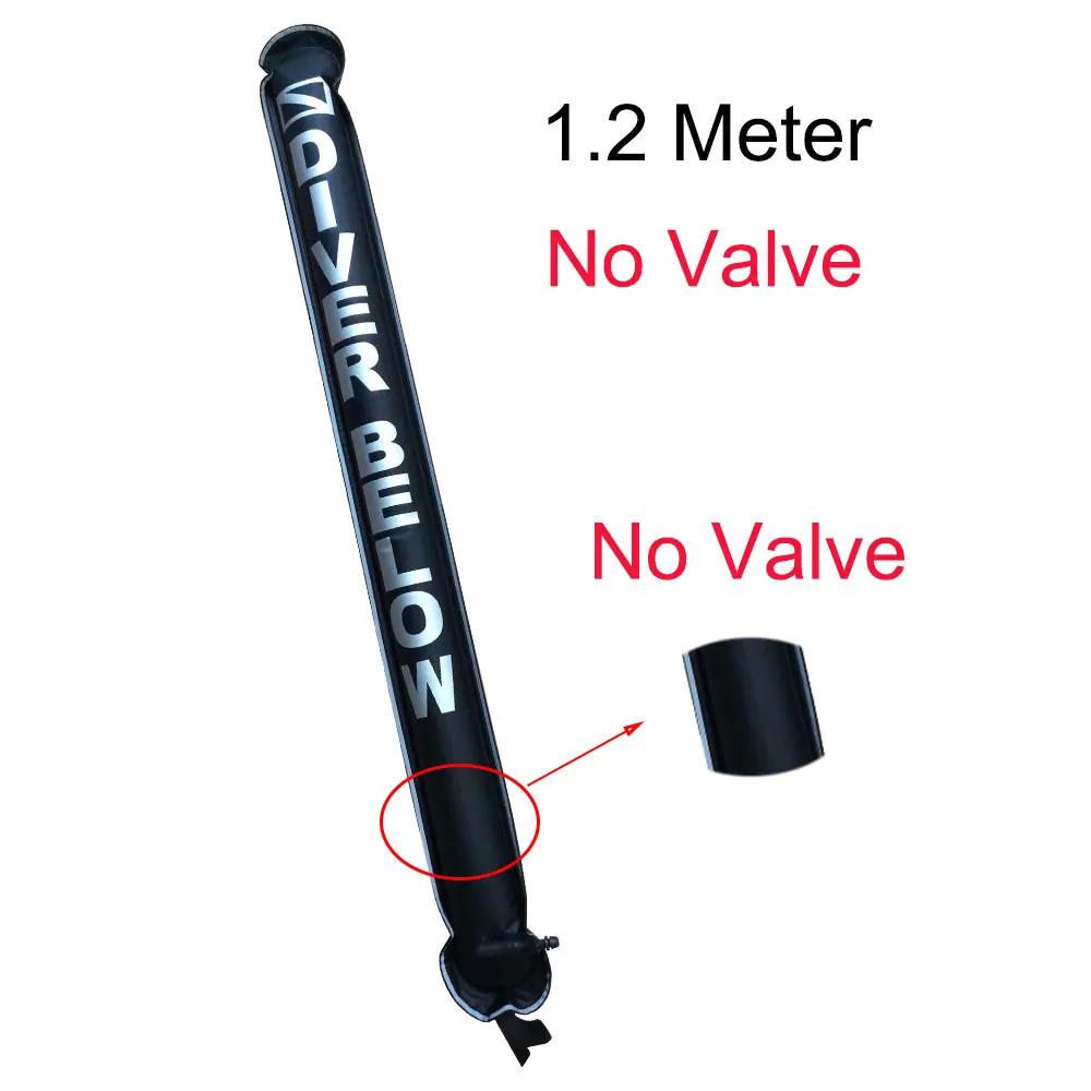 1.2M Black No Valve 1,1 м-1,8 м закрытый Дайвинг поверхность маркерный буй SMB дрейф дайвинг восходящая сигнальная трубка безопасная колбаса Для Сноркелинга - Цвет: 1.2M Black No Valve