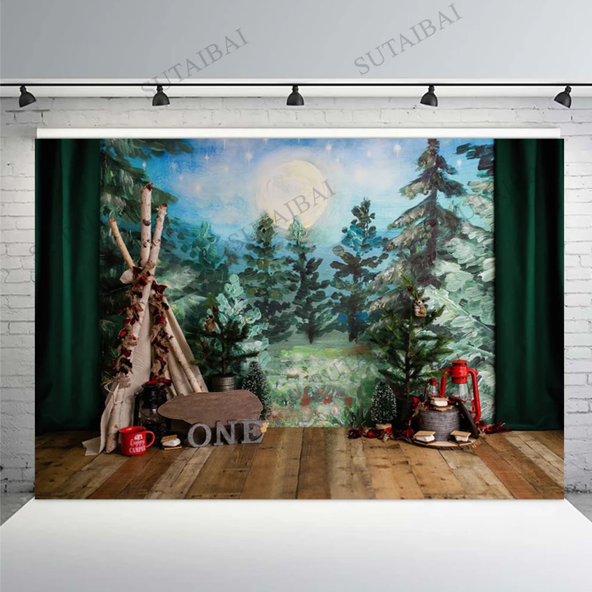 

Adventure Backdrop for Boy Birthday Party Photoshoot Spring Forest Jungle Safari Tent Photography Background Photo Studio Props