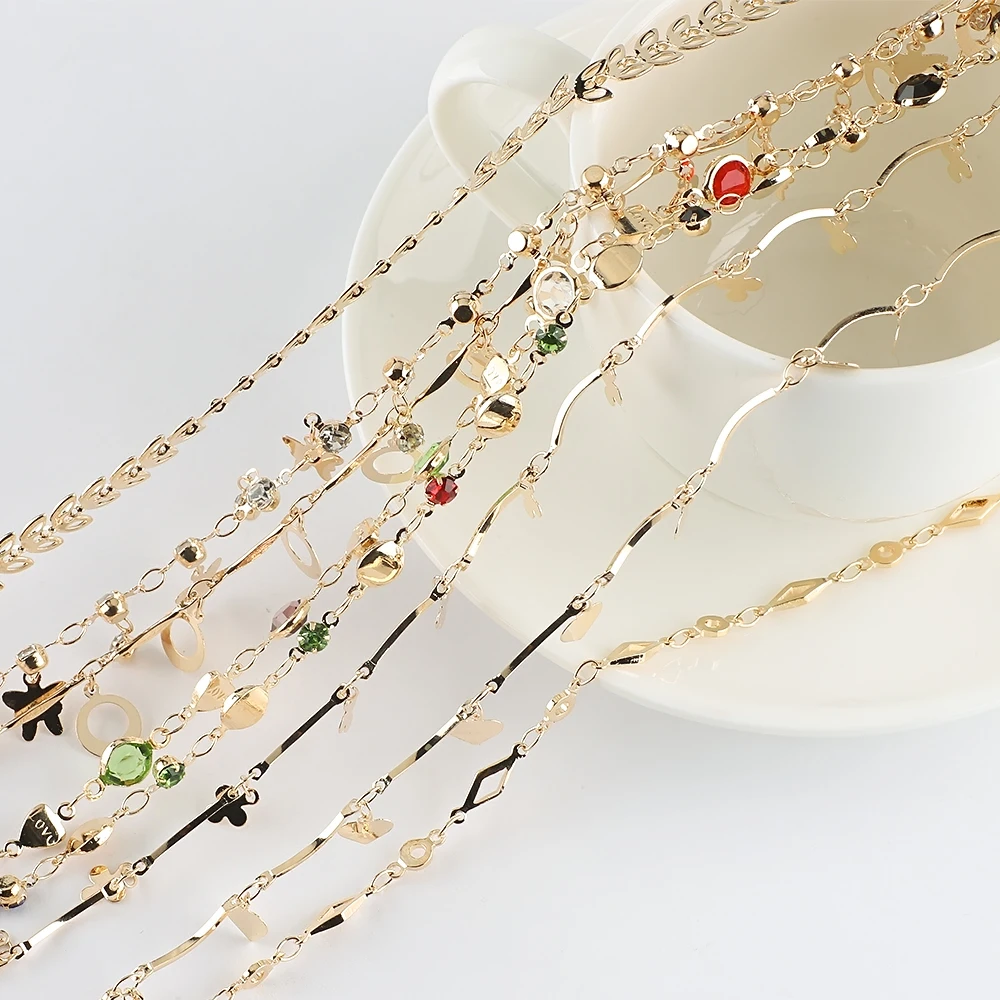 

1m/lot Gold Silver Oval Round Link Chain For Jewelry Making Findings Accessories Charms Bracelet Necklace DIY Supplies