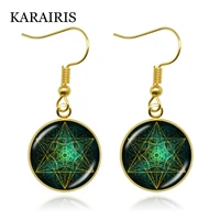 karairis trendy life flower pendant dangle drop earrings statement glass dome om mandala yoga earring jewelry buddhist gifts