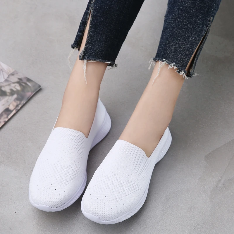 Женские сетчатые Лоферы без застежки повседневные сверхлегкие туфли на плоской
