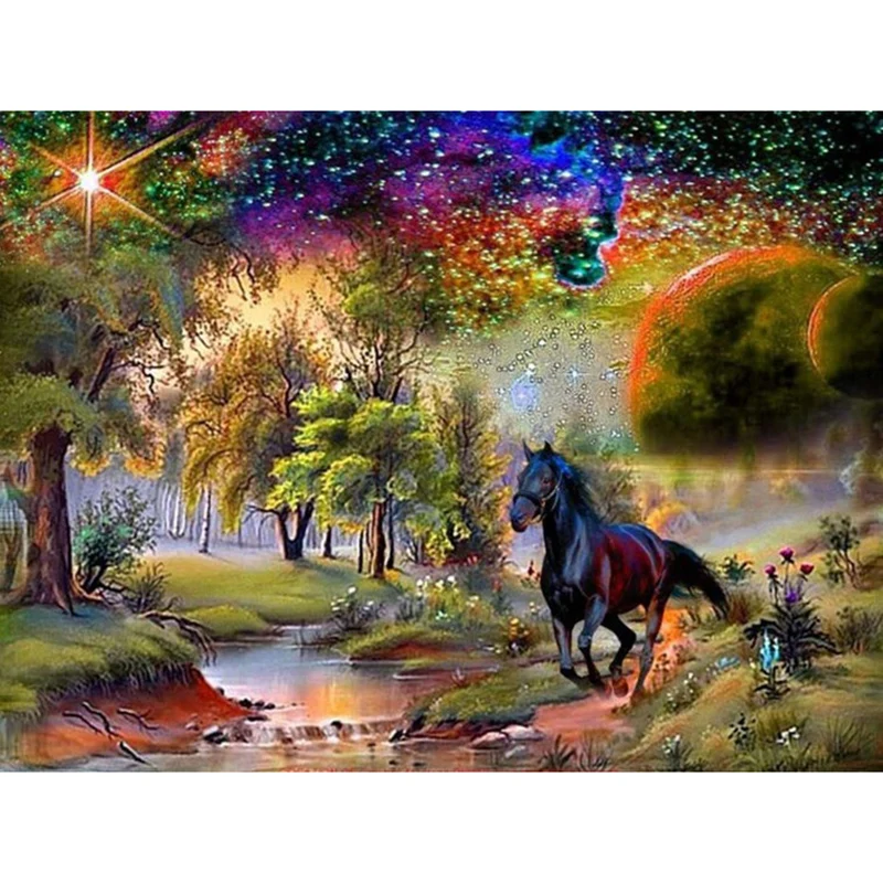 

Diy 5D Diamond Painting Horse Embroidery Diamond Painting Cross Stitch of Rhinestone Full Round Drill Mosaic Home Decor Gift