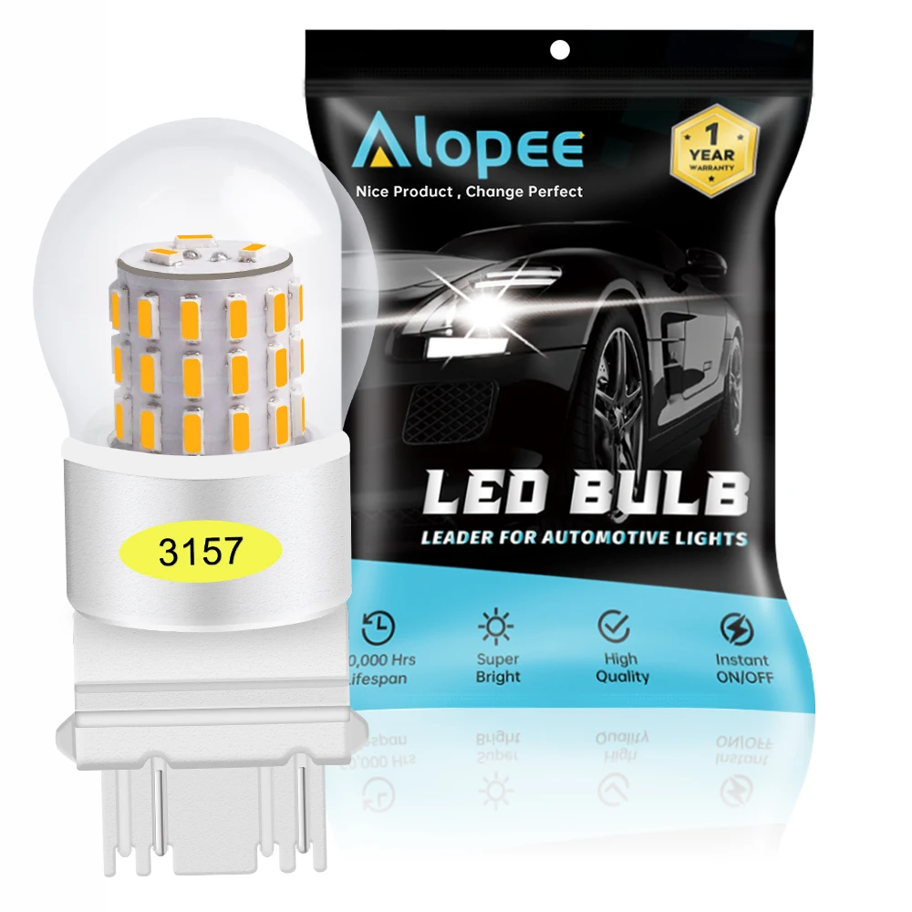 

1PCS 3157 3057A 3156 Amber/Yellow LED Light Bulb AK-3014 39 SMD Car for Turn Signal Light Tail Backup Bulb Parking Lamp 12V-DC