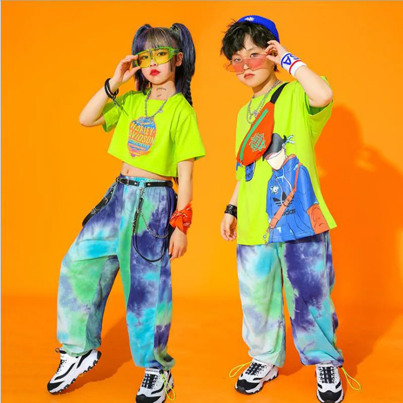 Детская одежда в стиле хип-хоп футболка с граффити топы для сцены летние