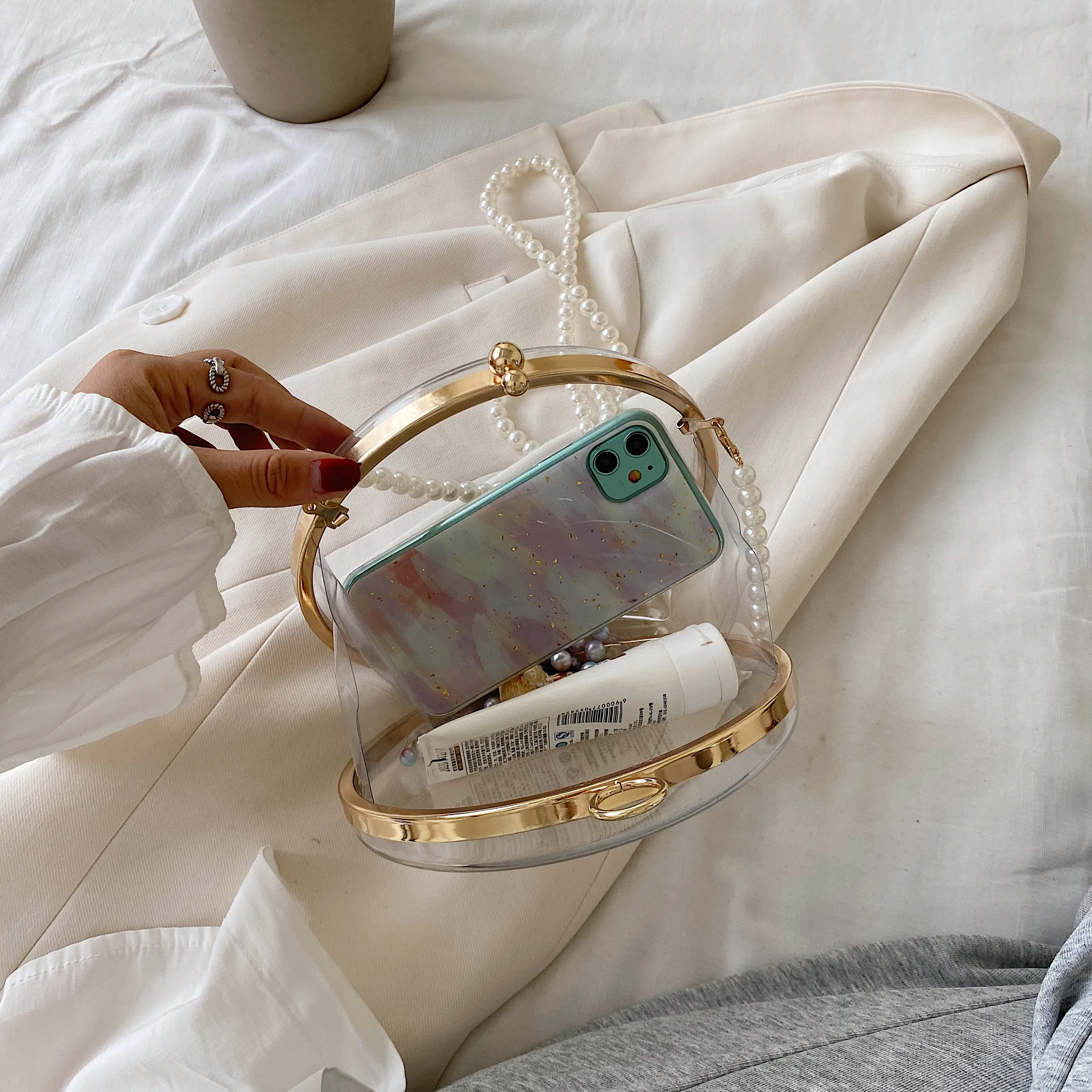 2020 летняя богемная пляжная Прозрачная Круглая сумка из ПВХ для женщин модная