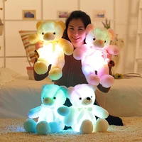 30 50cm creative light up led teddy bear stuffed animals plush toy colorful glowing christmas for kids pillow new year gift