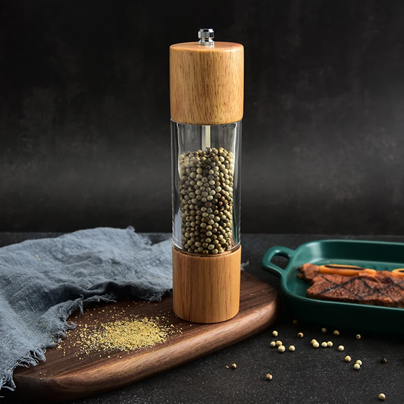

Manual Wooden Salt Pepper Grinder 6/8 Inch Seasoning Spice Grinder Mill With Adjustable Ceramic Grinding Core Kitchen Gadgets