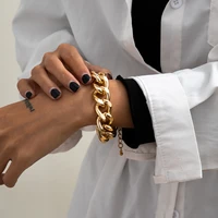 punk miami cuban curb chain bracelet women hip hop big chunky aluminum gold simple rough charm bracelets girl jewelry