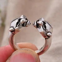 2022 new arrival 30 silver plated luxury brand double leopard head animal unisex open party rings for women mens gifts