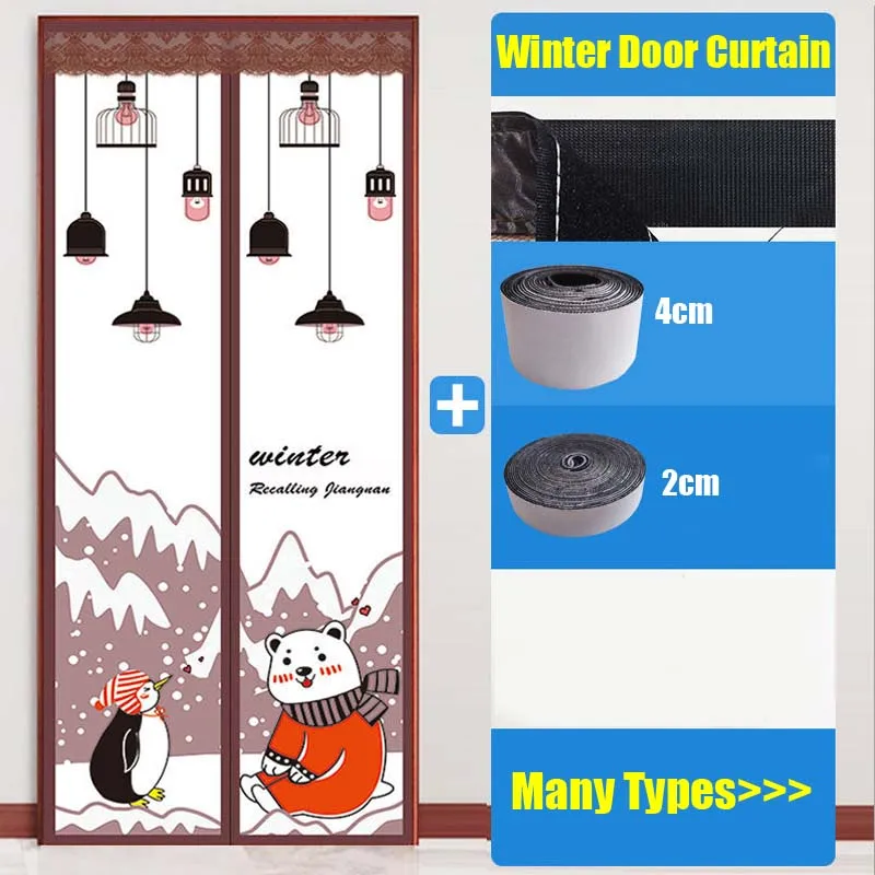 

Printing Penguin Bear Magnetic Door Curtain Winter Insulation HomeBedroom Warm Windproof Automatic Close EVA Screen Decor