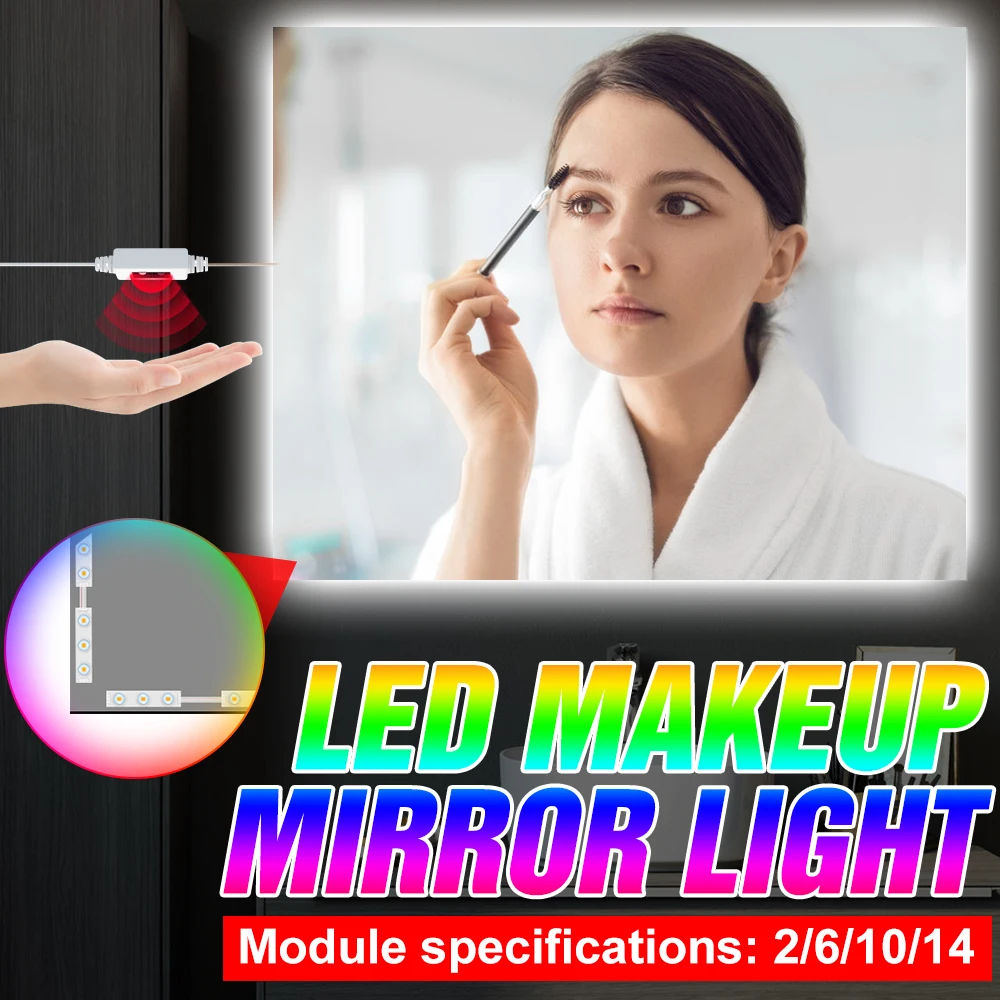 

LED Mirror Light Hand Sweep Sensor LED Vanity Light USB LED Makeup Mirror Cosmetic Lamp Dimmable Bathroom Dressing Table Lamp
