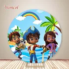 Woncol пиратский Сантьяго круглый фон для фотосъемки Мальчик День Рождения Фото фоны морская Радуга кокосовое дерево декор баннер реквизит