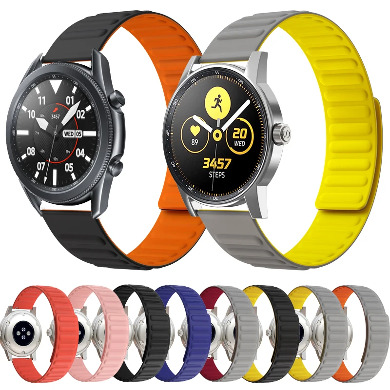 

20 22mm Silicone Magnetic loop For samsung galaxy watch 3 gear s3 46mm 42 active2 Bracelet strap watchband For huawei gt 2 42mm