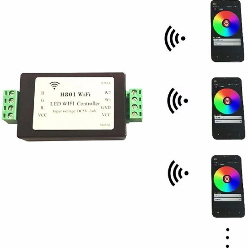 H801 RGBW светодиодный WIFI контроллер LED RGB DC5-24V Вход для 5050 2835 3528 SMD полосы светильник