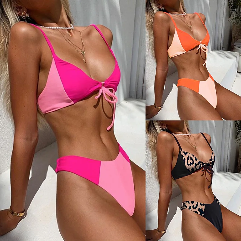 

Europe and America Hot Selling Patchwork Bikini 2020 New Style Swimwear Sexy Bathing Suit Women Bikini Sets