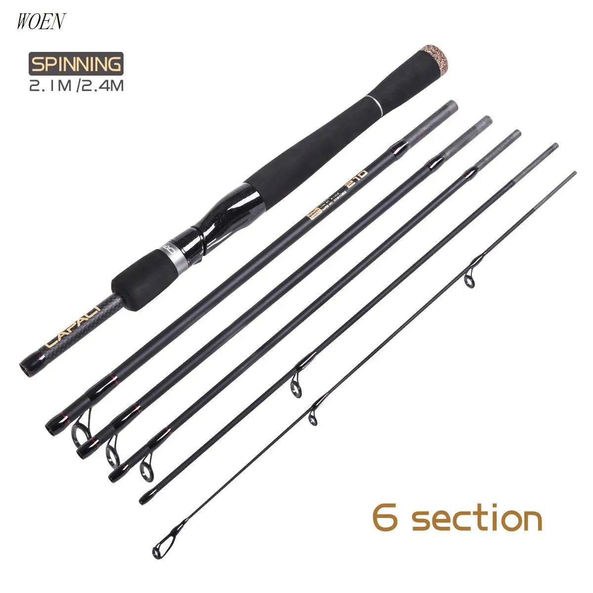 

WOEN Portable 2.1/2.4 meters Carbon M tune Straight handle Luya Sea fishing sea bass fishing rod