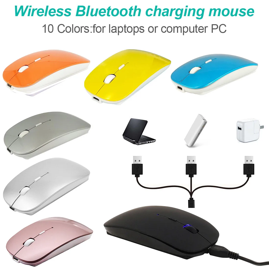 

DPI Ergonomic Portable Optical Mice Ultra-thin Dual Mode Bluetooth-compatible Wireless Mouse 2.4Ghz + Bluetooth-compatible 4.0