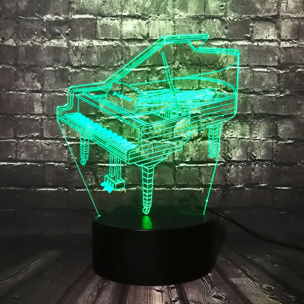 Музыкальный инструмент Ретро пианино 3D USB светодиодный светильник 7 цветов Лампа