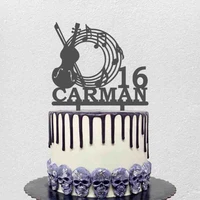personalized violin cake topper music topper custom name age musician birthday party cake decoration musical topper