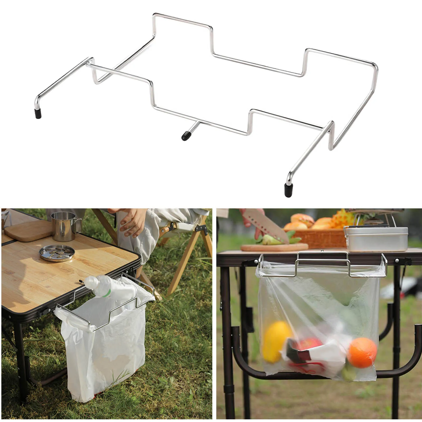 

Stainless Steel Rubbish Bag Rack, Non-slip Garbage Plastic Bag Bracket Holder Hanger Hanging Frame Table Rack Bracket Hanger