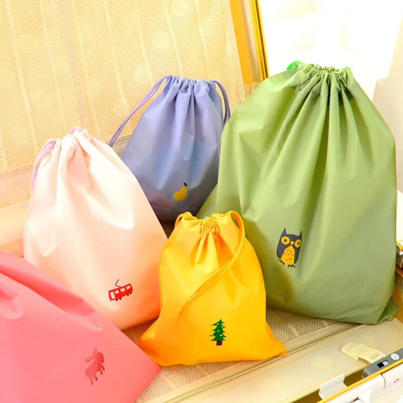 Милая мультяшная цветная сумка со шнурком переносная дорожная для хранения