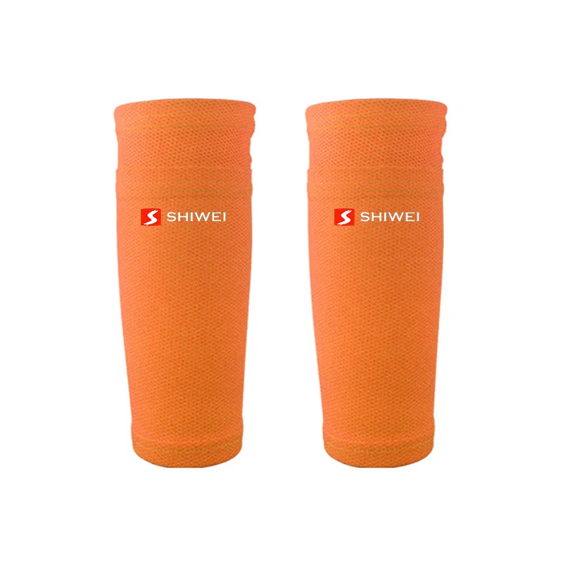 Orange Shin Sleeve 1 пара спортивных щиток на голень для футбола, рукав для поддержки ног, футбольные компрессионные голени, рукав Shinguard Для Взрослых Подростков, детей - Цвет: Orange Shin Sleeve