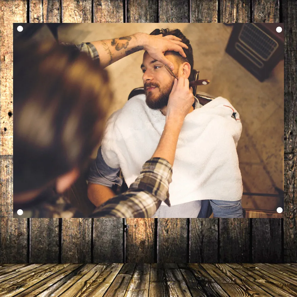 Винтаж парикмахерской украшения для волос салон флаг Татуировка стрижка плакат