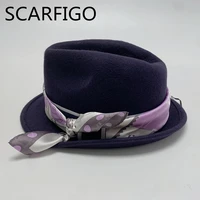 scarfigo unisex felt fedoras hats adult fashion classic jazz wide brim hats wool fedora hat