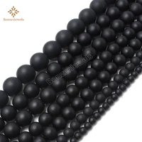 natural matte black agates frosted dull onxy round loose spacer beads for jewelry making diy bracelet necklace 4681012mm