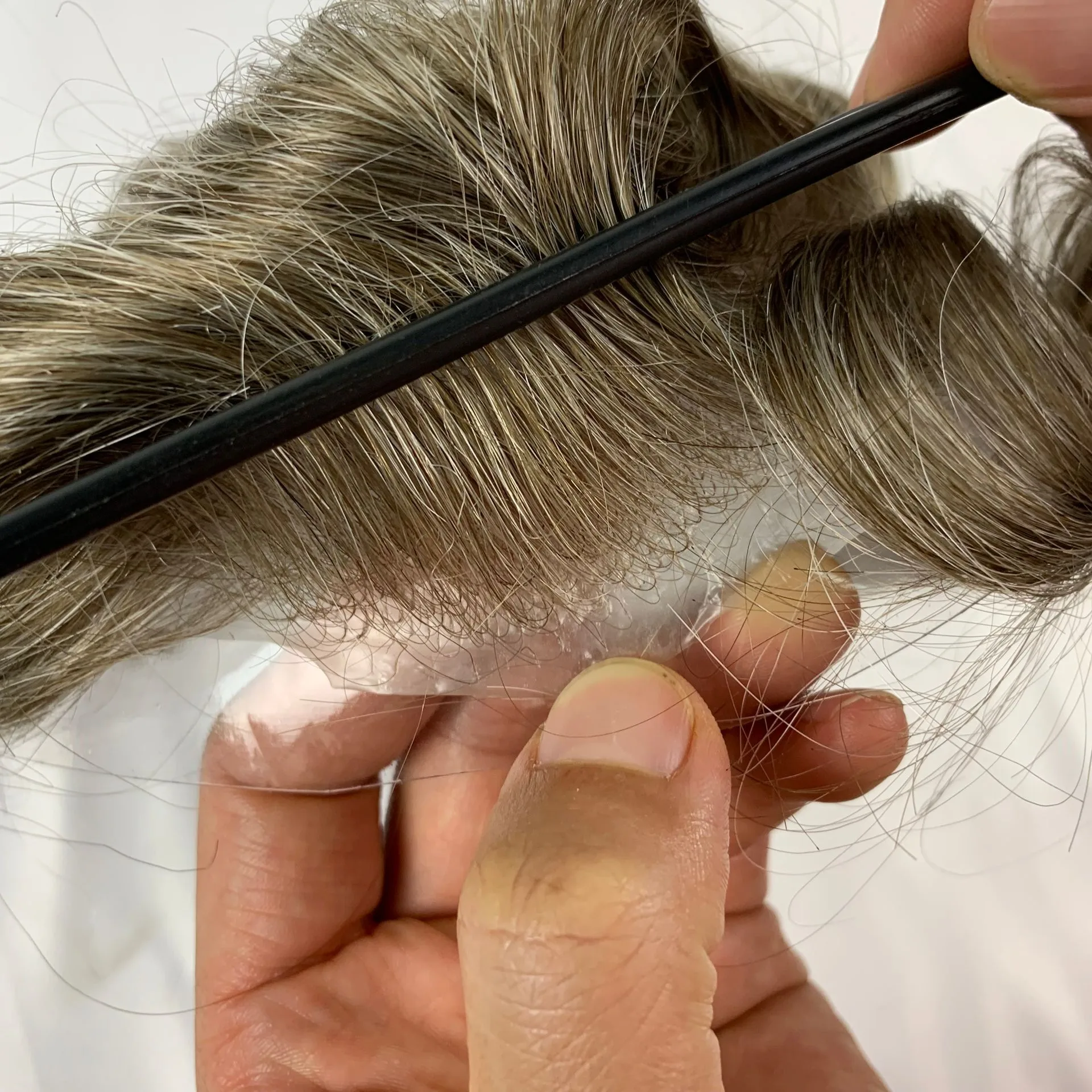 Tsingtaowig ультратонкая кожа v образная петля мужской парик натуральная линия волос