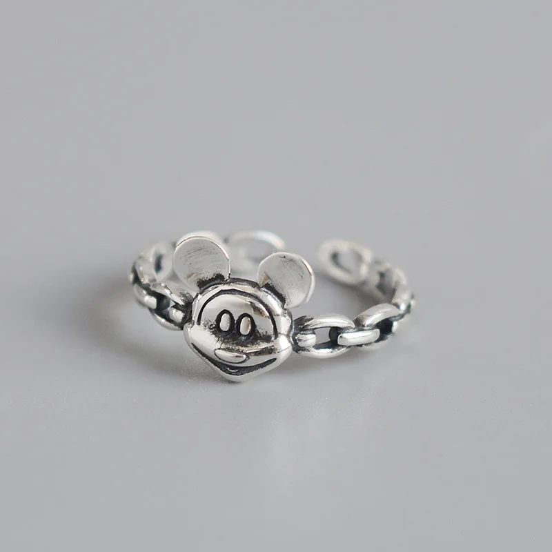 Disney стерлингового серебра с Микки Маусом ретро кольцо Очаровательные