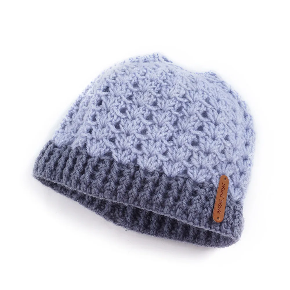 Europe, America, autumn and winter, new, matching, hole, cap, cap, empty top, knitted wool cap, ponytail cap, warm hat - Цвет: 04