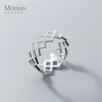 modian geometric hollow out square ring 100 925 sterling silver rings for women gift free size wave ring fashion fine jewelry