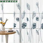 Современные тюлевые занавески MRTREEES с вышивкой в виде листьев для гостиной, спальни, кухни, прозрачные Занавески Из вуали, занавески